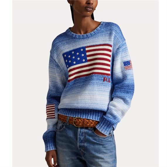 Polo Ralph Lauren Flag Ombré Cotton Sweater, Blue 